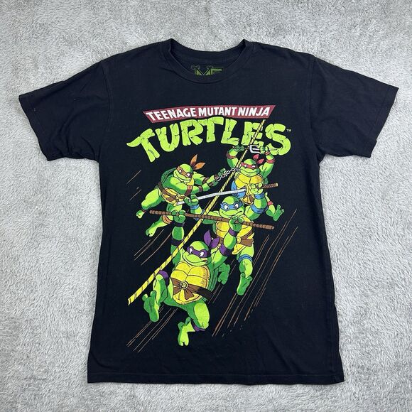 Teenage Mutant Ninja Turtles Men’s M Graphic T-Shirt Black Vintage Retro Style - Picture 1 of 7